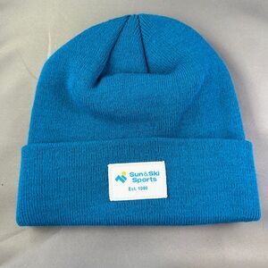 Sun & Ski Sports Blue Knit‎ Beanie Hat Acrylic Made in Canada 🇨🇦